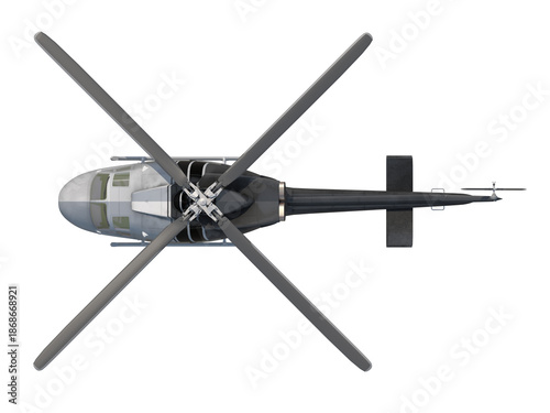 Εκτύπωση καμβά Top view of a modern helicopter with four rotor blades and a sleek design