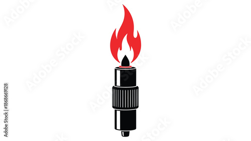 Minimalist lighter flame icon symbol vector flat design isolated on white background