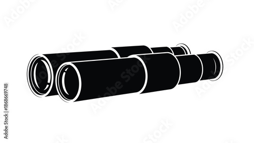 Three black pipes with white outlines flat illustration isolated on white background