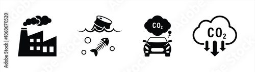 Carbon Dioxide Pollution and Environmental Impact Icon