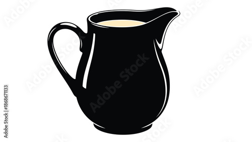 Silhouette of a milk jug with handle and spout isolated on white background