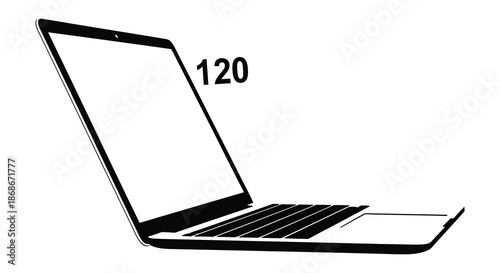 A sleek black laptop displayed in a minimalist style showcasing its form as a silhouette