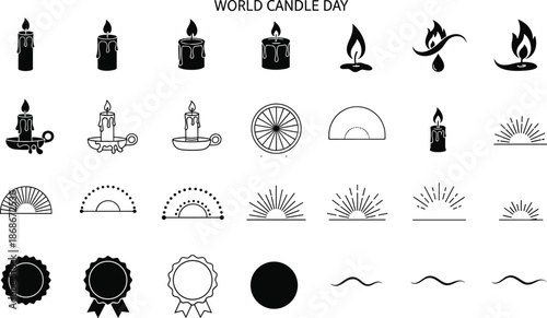 Black and white candle icons for World Candle Day celebration
