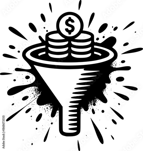 Financial Funnel Illustration: A dynamic illustration portrays a financial funnel, with coins cascading through, symbolizing the inflow of money and growth potential.