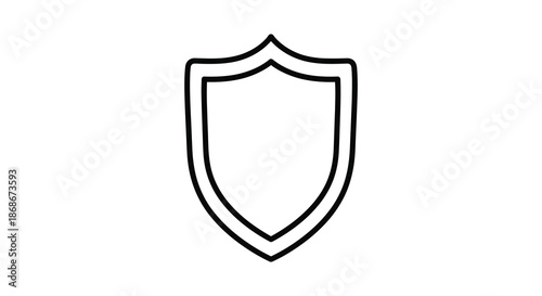 A simple black and white outline of a classic heraldic shield a protective emblem silhouette