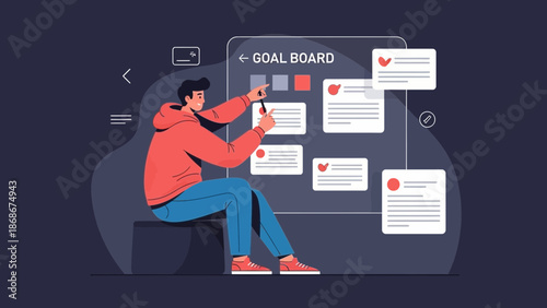 Man Planning Goals on a Goal Board
