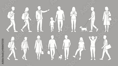 Vector Everyday Activity Icon Set – Stylized Silhouettes of Diverse Human Interactions for Social, Lifestyle, and Communication Design Themes