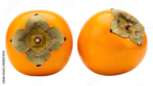 Two fresh persimmons on white background