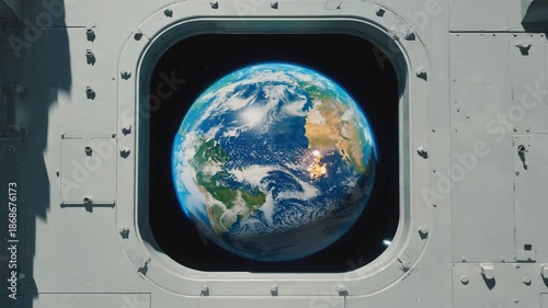 the earth globe in the window 