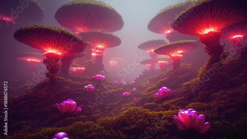 fantasy landscape with fireworks and clouds