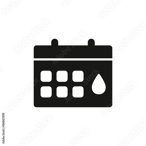 Menstrual calendar icon. Black period calendar. Vector. Flat design.