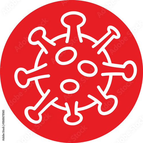red circle virus icon with white outline