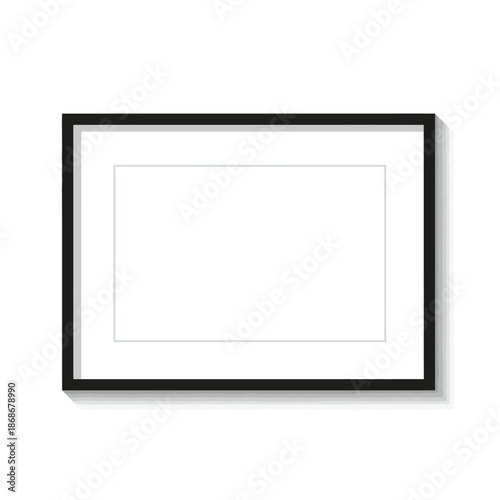 A minimalist framed picture showcases a blank white canvas in a sleek black frame