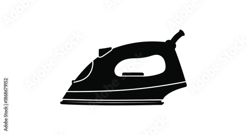 A striking black silhouette of a modern household steam iron symbolizing cleanliness and care silhouette