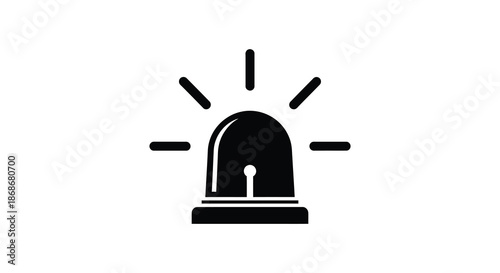 A striking black silhouette of a police emergency vehicle light radiating lines and a base silhouette