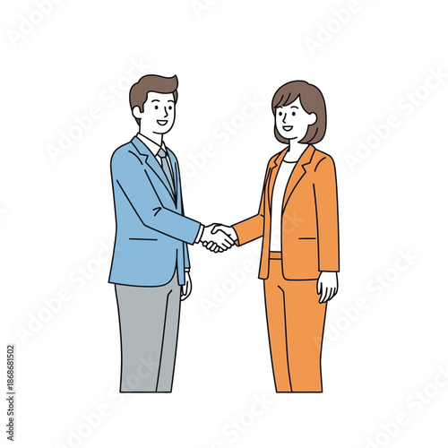 Two business professionals shaking hands in a gesture of agreement and partnership