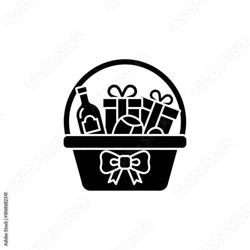 Gift Basket Icon - Wine, Presents, and Treats