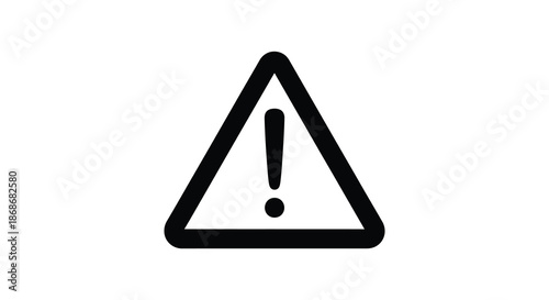A stark black and yellow triangular warning sign with a prominent exclamation point a bold silhouette