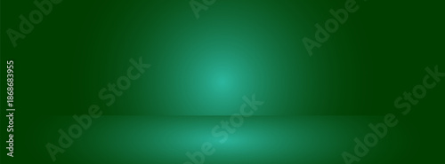 Deep green gradient background, empty studio room illustration