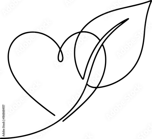 Romantic Heart Line Art Love