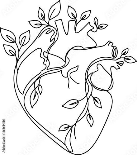 One Line Heart Art Valentine Love Symbol