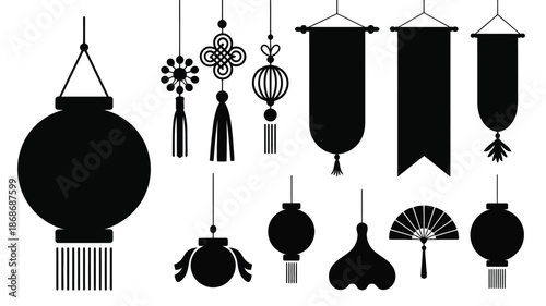 Lunar New Year Lantern and Decoration Silhouettes