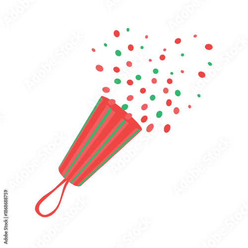 Party Popper Releasing Confetti for Celebrations and Fun Illustration Vector