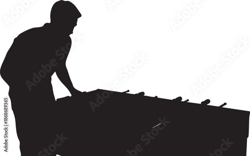 Black silhouette of a person working on a computer keyboard with hands on the keys typing