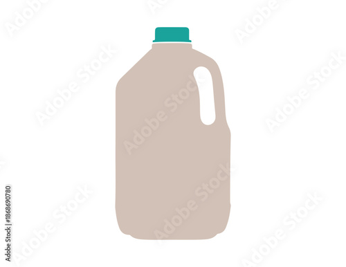 A flat vector drawing of milk in a plastic half-gallon jug with a red cap. Set against a white background.