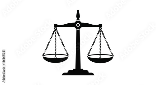 A black silhouette of scales of justice representing legal balance and fairness a symbolic depiction silhouette
