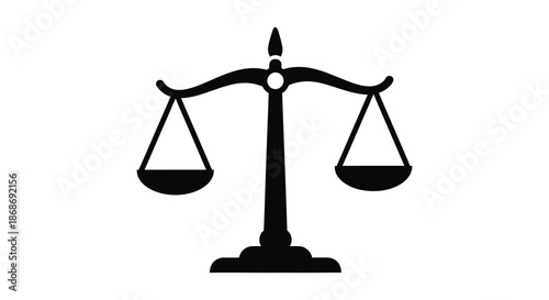 A striking black silhouette of scales representing justice balance and legal decisions a symbolic illustration
