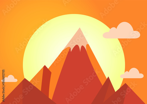 Landscape with a mountain at sunset