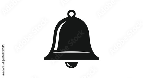 A simple black bell icon with a loop at the top presented as a silhouette