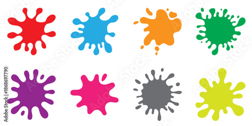 Colorful Paint Splash Vector Set – Abstract Liquid Drops, Ink Drips, Blobs and Fluid Shapes for Graphic 
Design and Backgrounds