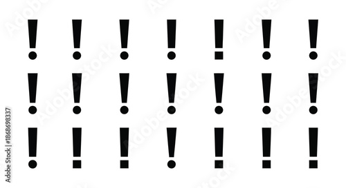 An arrangement of black exclamation mark shapes against a white background a striking silhouette