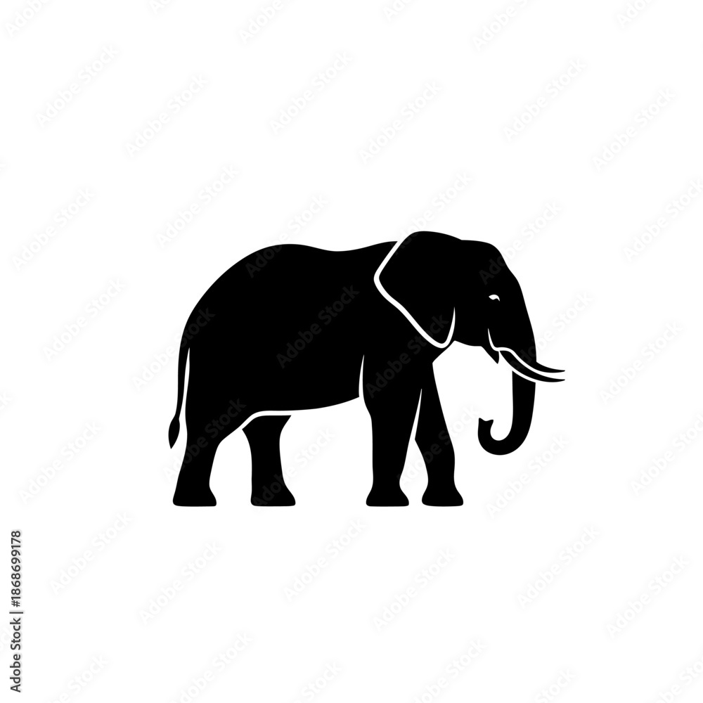 Fototapeta premium Black Elephant Silhouette Illustration.