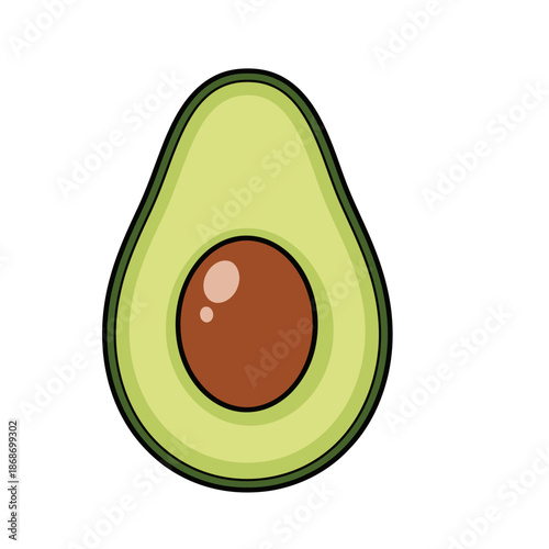 Avocado Fruit Cut Open with Pit.