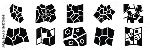 zoning map silhouette icon set,Transport symbol. Vector illustration.