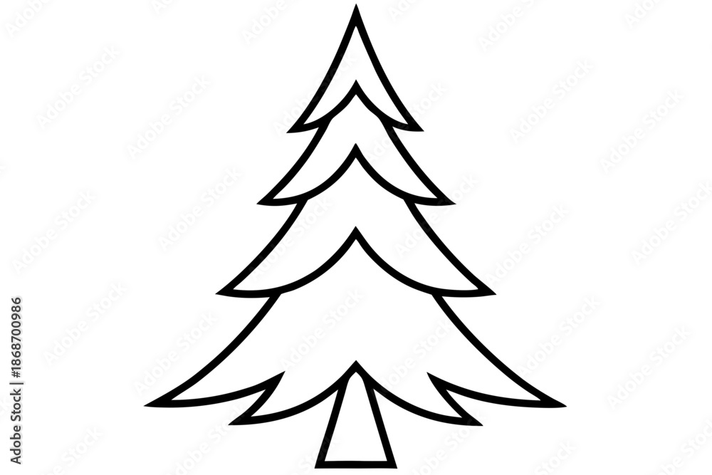 Fototapeta premium Pine Tree Simple Evergreen Line Drawing – Minimal Nature Outline Icon SVG