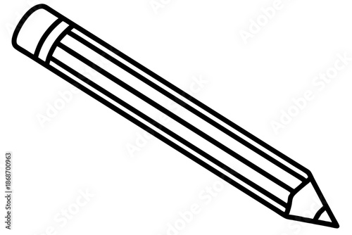 Pencil Line Art Icon – Stationery Outline Illustration