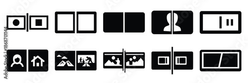 split screen silhouette icon set,Transport symbol. Vector illustration.