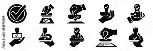 stamp approval silhouette icon set,Transport symbol. Vector illustration.