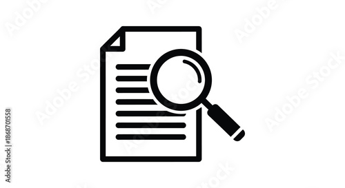 A detailed examination of a document with a magnifying glass shown as a striking silhouette