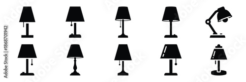 table lamp silhouette icon set,Transport symbol. Vector illustration.