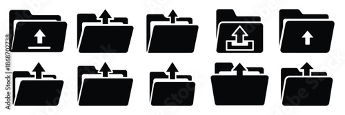 upload folder silhouette icon set,Transport symbol. Vector illustration.