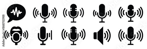 voice command silhouette icon set,Transport symbol. Vector illustration.