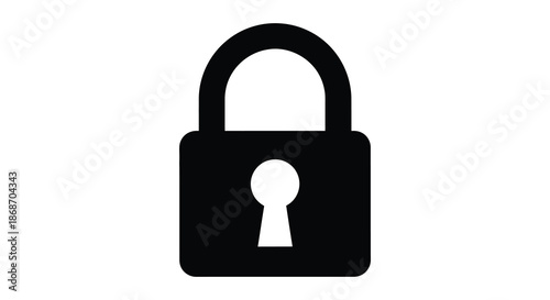 A stark black padlock icon against a white background a symbol of security and privacy silhouette