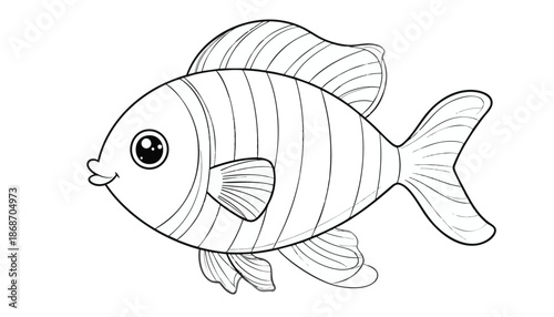 Cute Fish Vector Illustration for Children's Design in Cartoon Style with Bright Colors and Playful Expression