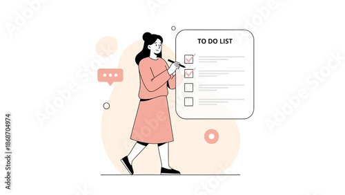 Woman checking off tasks on a to-do list, planning and organization concept