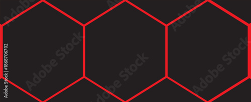 Dark hexagon abstract technology background with red colored bright flashes under hexagon. Hexagonal gaming vector tech illustration black abstract background. vector